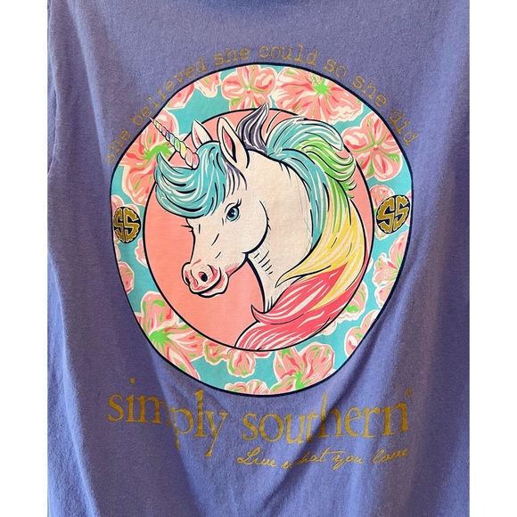 SIMPLY SOUTHERN SHORT SLEEVE PURPLE UNICORN T-SHIRT 💖🦄 - Picture 2 of 5